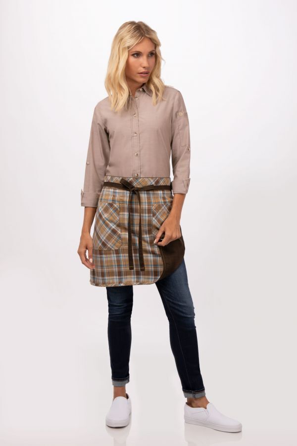 Chef Works Olympia Half Bistro Apron- Brown