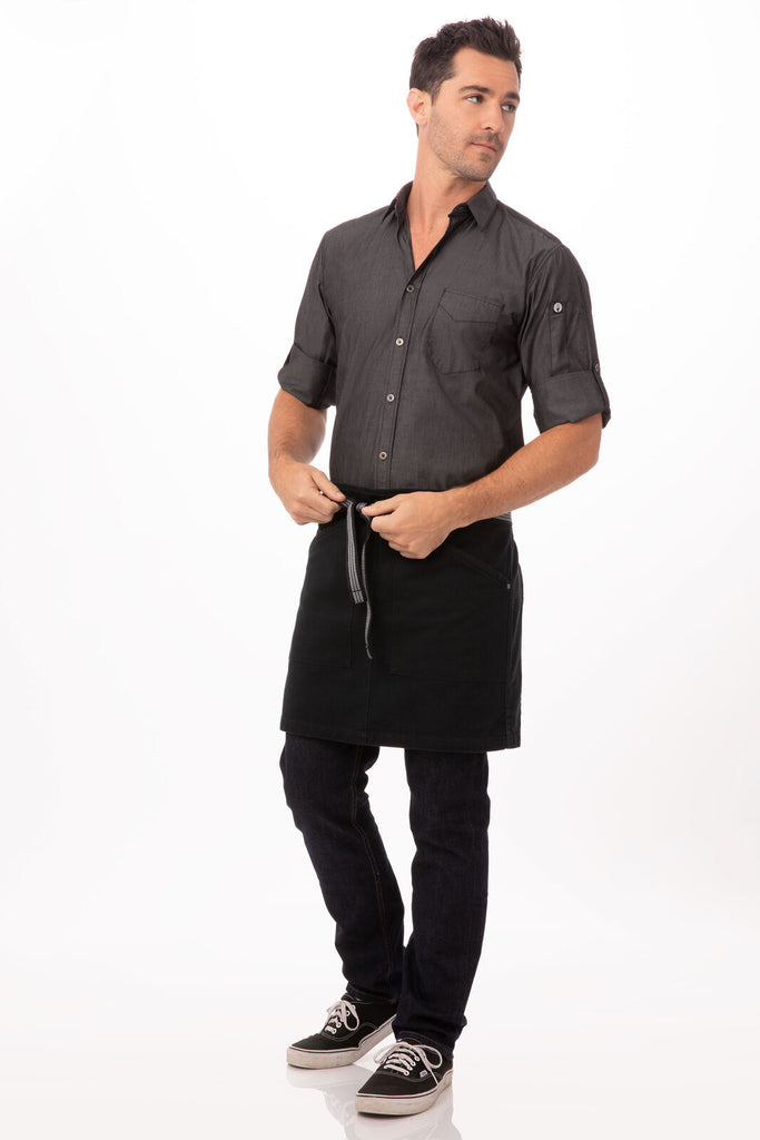 Chef Works Berkeley Half Bistro Apron- Jet Black