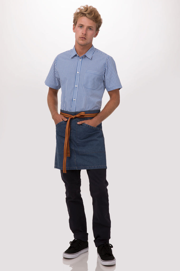 Chef Works Berkeley Half Bistro Apron- Medium Blue