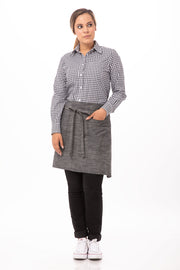 Chef Works Corvallis Half Bistro Apron- Black Steel Grey