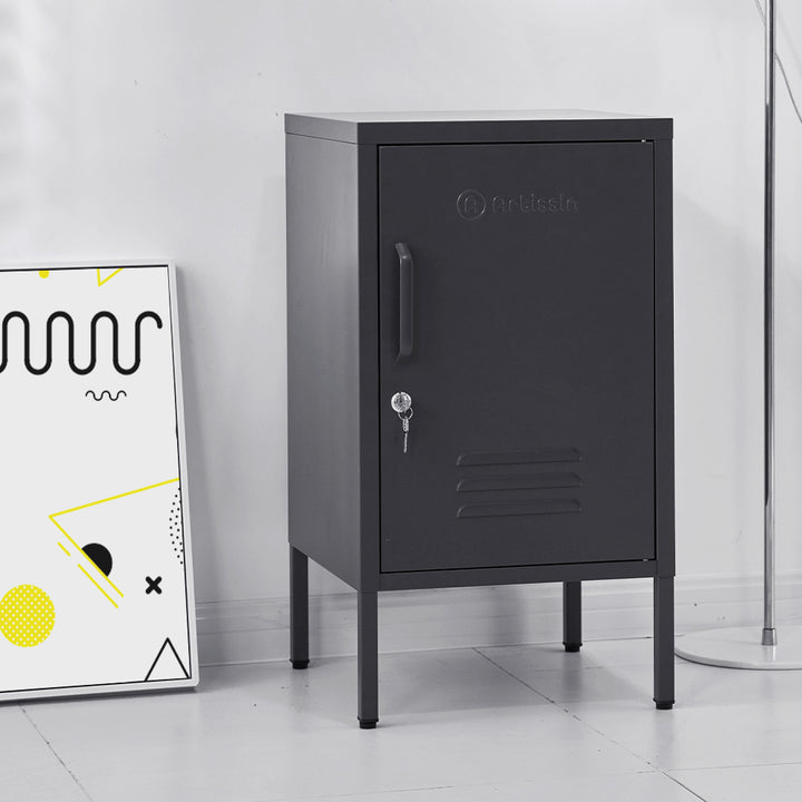 ArtissIn MINI Black Metal Bedside Cabinet – Lockable & Stylish | King of Knives e-store