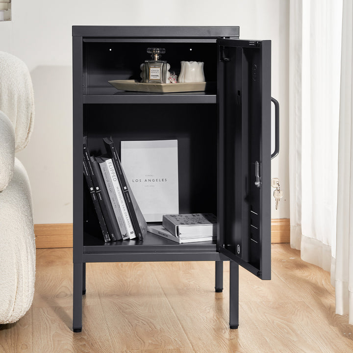 ArtissIn MINI Black Metal Bedside Cabinet – Lockable & Stylish | King of Knives e-store