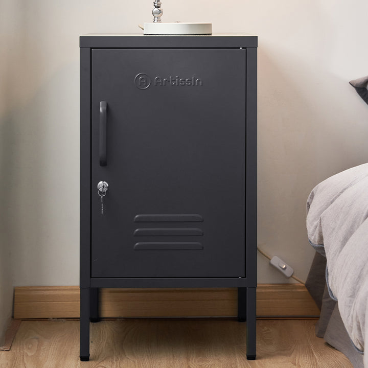 ArtissIn MINI Black Metal Bedside Cabinet – Lockable & Stylish | King of Knives e-store