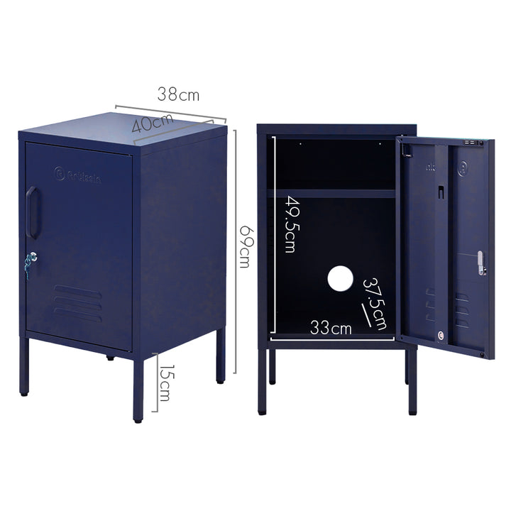 ArtissIn MINI Blue Metal Bedside Cabinet – Lockable Storage | King of Knives e-store
