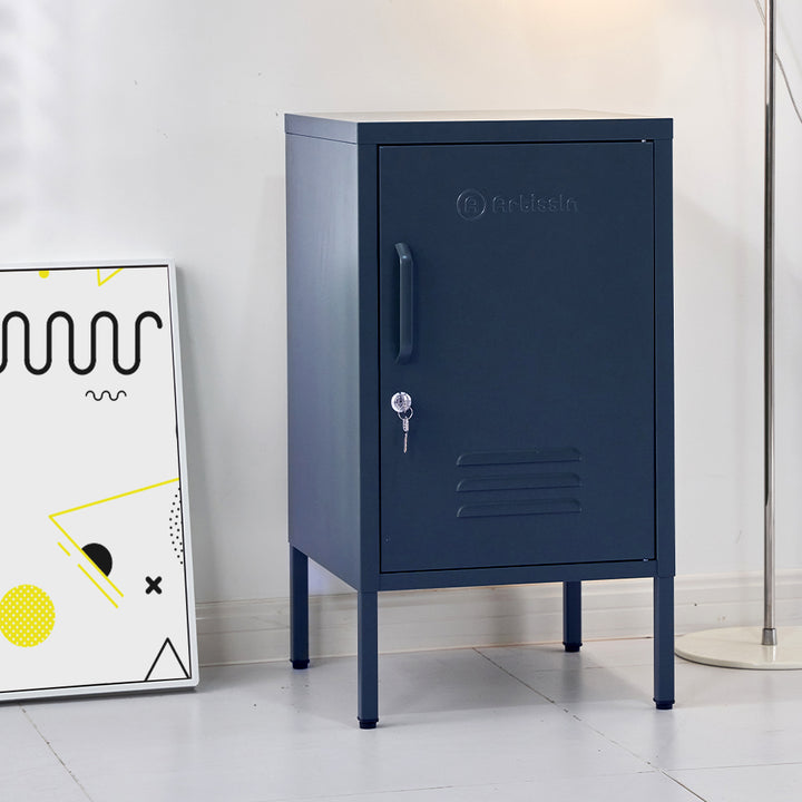ArtissIn MINI Blue Metal Bedside Cabinet – Lockable Storage | King of Knives e-store