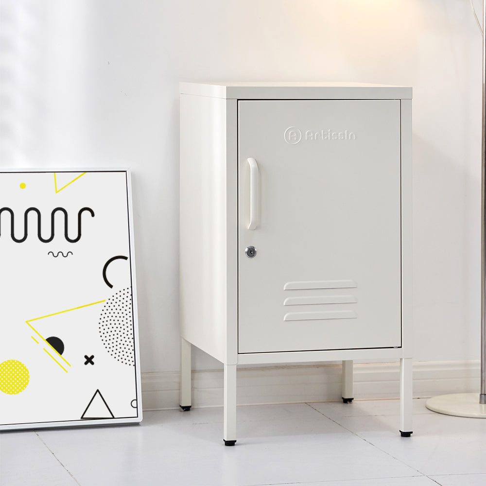 ArtissIn MINI White Bedside Metal Cabinet – Compact & Stylish Locker | King of Knives e-store
