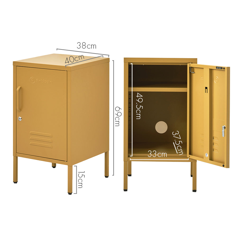 ArtissIn MINI Yellow Metal Bedside Cabinet – Bright & Lockable | King of Knives e-store