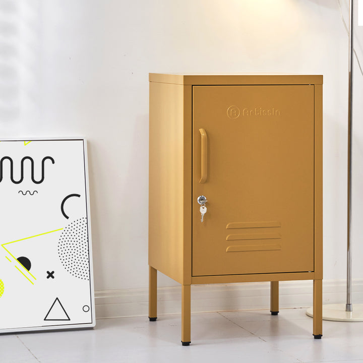 ArtissIn MINI Yellow Metal Bedside Cabinet – Bright & Lockable | King of Knives e-store