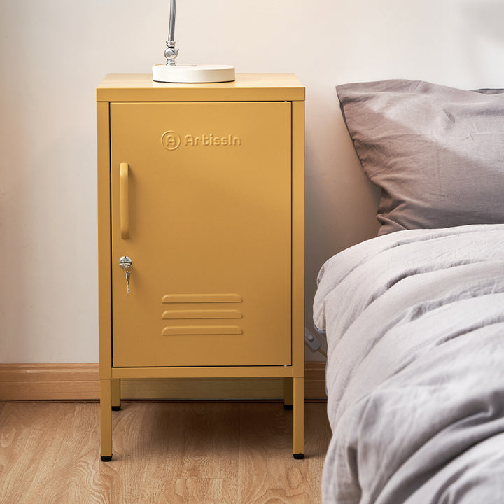 ArtissIn MINI Yellow Metal Bedside Cabinet – Bright & Lockable | King of Knives e-store