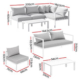 Gardeon 4-Seater Aluminium Outdoor Sofa Set Lounge Setting Table Chair Furniture