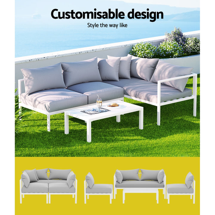 Gardeon 4-Seater Aluminium Outdoor Sofa Set Lounge Setting Table Chair Furniture