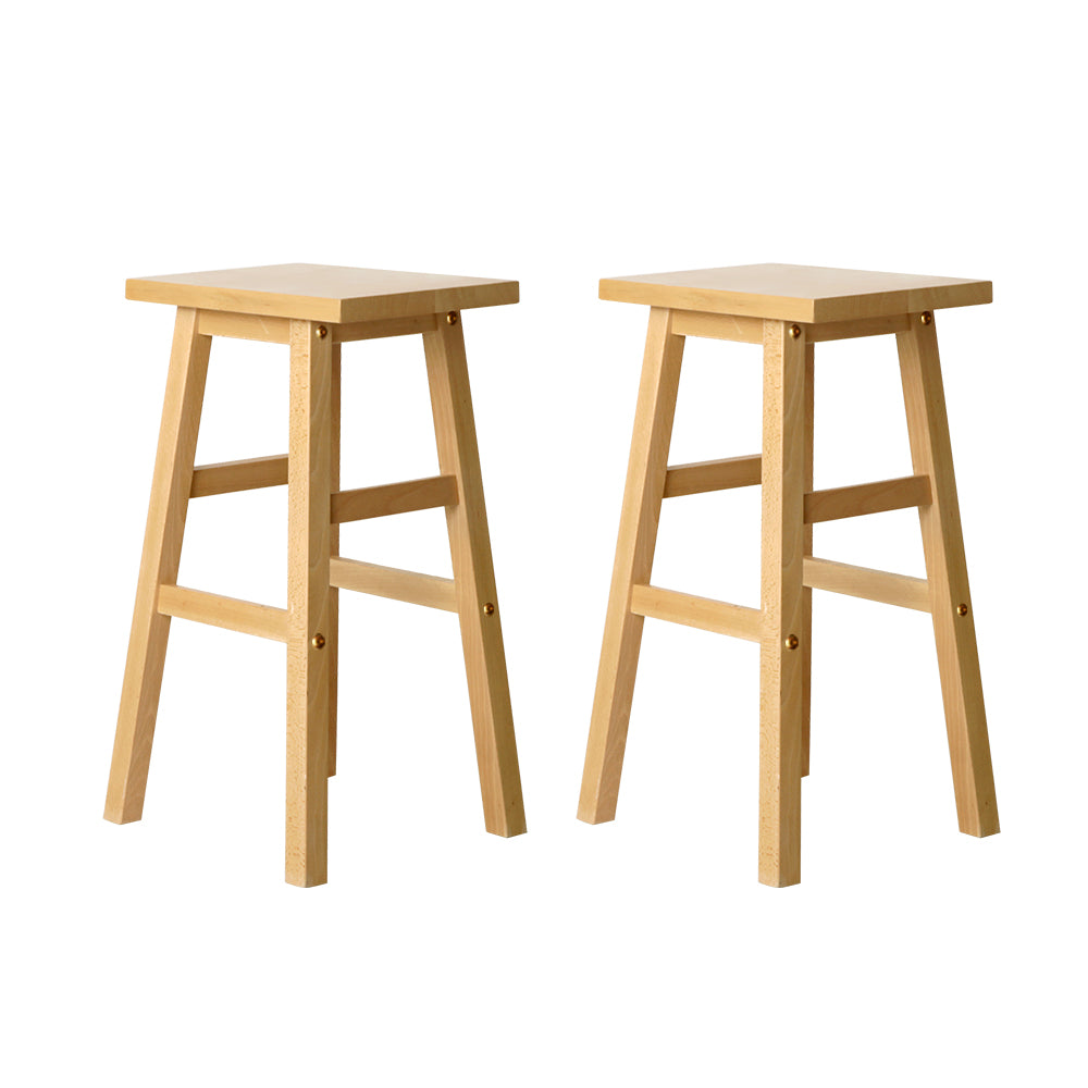Artiss 2x Bar Stools Kitchen Chairs Wooden Nature