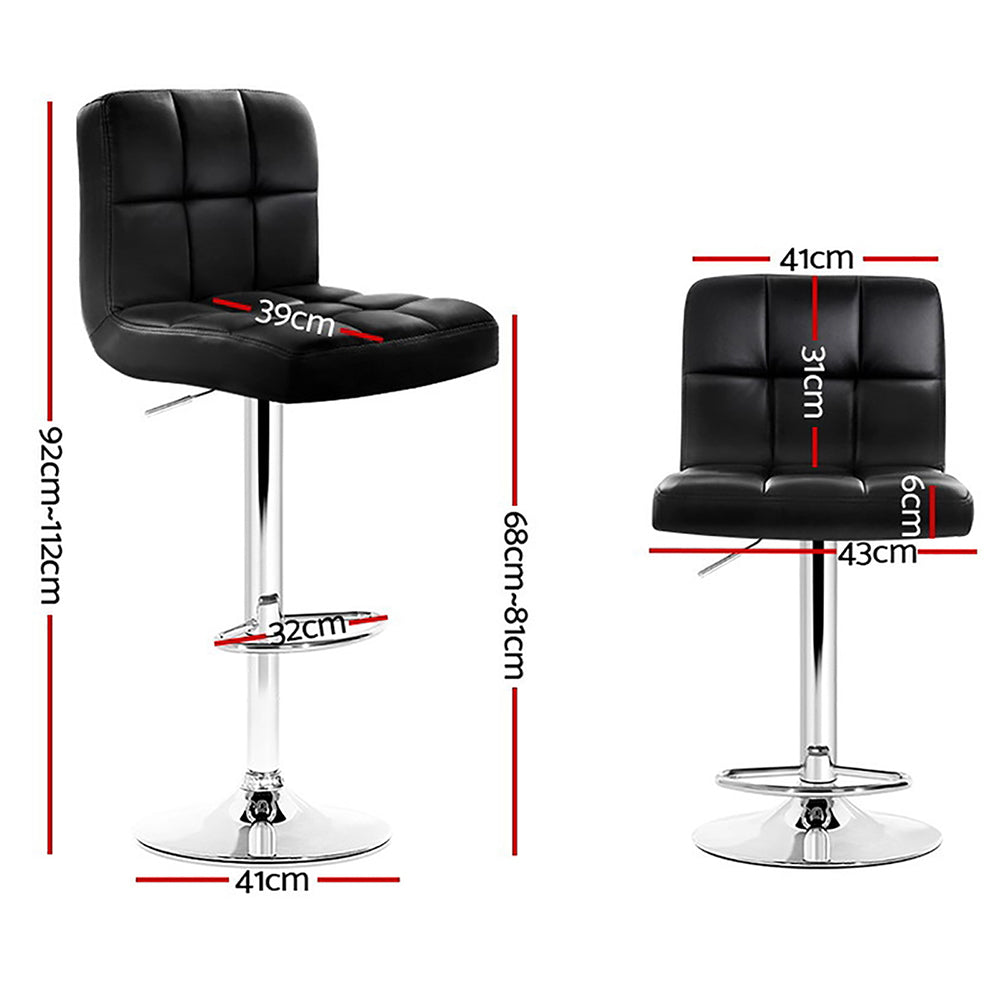 Artiss 4x Black Leather Gas Lift Bar Stools with Armrests | King of Knives e-store