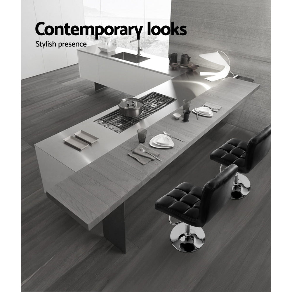 Artiss 4x Black Leather Gas Lift Bar Stools with Armrests | King of Knives e-store