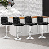 Artiss 4x Black Leather Gas Lift Bar Stools with Armrests | King of Knives e-store