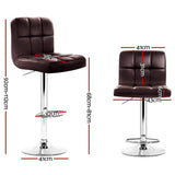 Artiss 4x Brown Leather Gas Lift Bar Stools with Armrests | King of Knives e-store