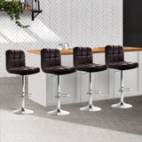 Artiss 4x Brown Leather Gas Lift Bar Stools with Armrests | King of Knives e-store