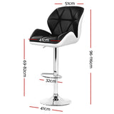 Artiss 2x Bar Stools Gas Lift Padded Leather Black & White