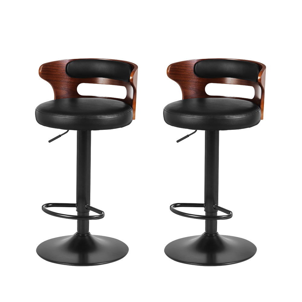 Artiss Grandeur Bar Stools Set of 2 – Faux Leather Gas Lift Black | King of Knives e-store