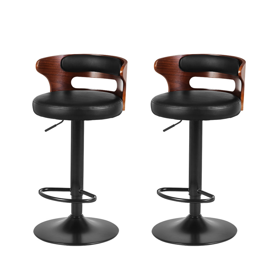 Artiss Grandeur Bar Stools Set of 2 – Faux Leather Gas Lift Black | King of Knives e-store