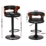 Artiss Grandeur Bar Stools Set of 2 – Faux Leather Gas Lift Black | King of Knives e-store