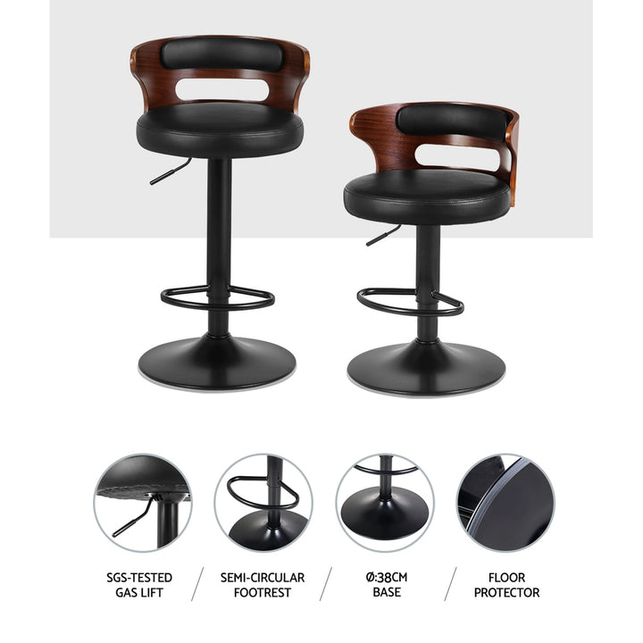 Artiss Grandeur Bar Stools Set of 2 – Faux Leather Gas Lift Black | King of Knives e-store