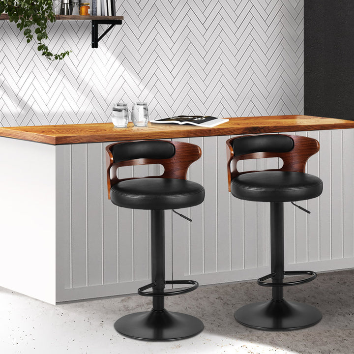 Artiss Grandeur Bar Stools Set of 2 – Faux Leather Gas Lift Black | King of Knives e-store