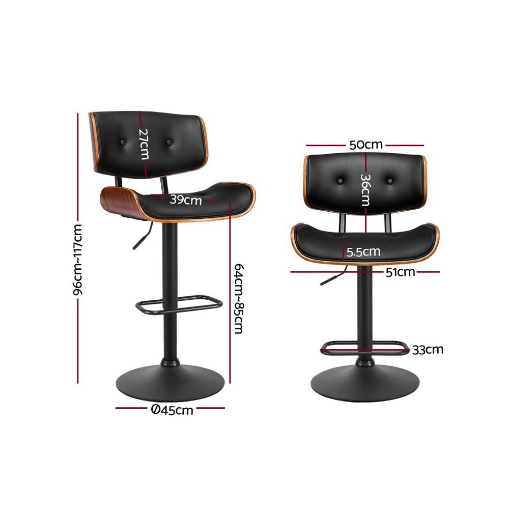 Artiss 4x Black Leather Bar Stools – Adjustable Gas Lift Seating | King of Knives e-store