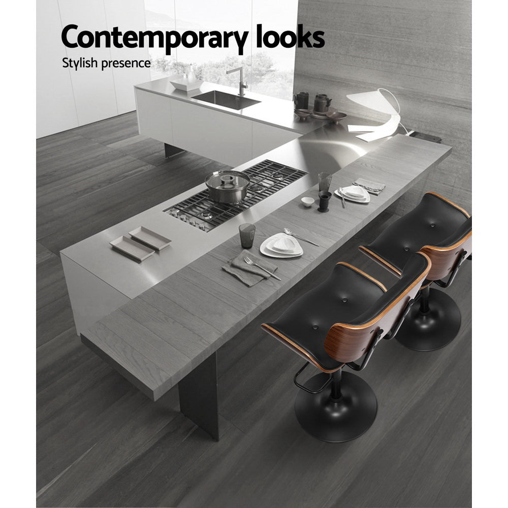 Artiss 4x Black Leather Bar Stools – Adjustable Gas Lift Seating | King of Knives e-store