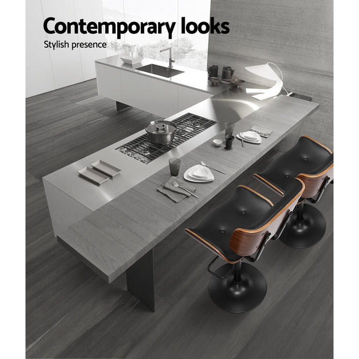 Artiss 4x Black Leather Bar Stools – Adjustable Gas Lift Seating | King of Knives e-store