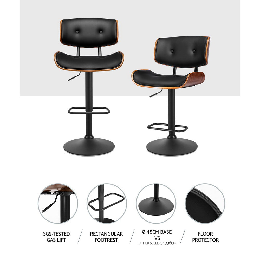 Artiss 4x Black Leather Bar Stools – Adjustable Gas Lift Seating | King of Knives e-store