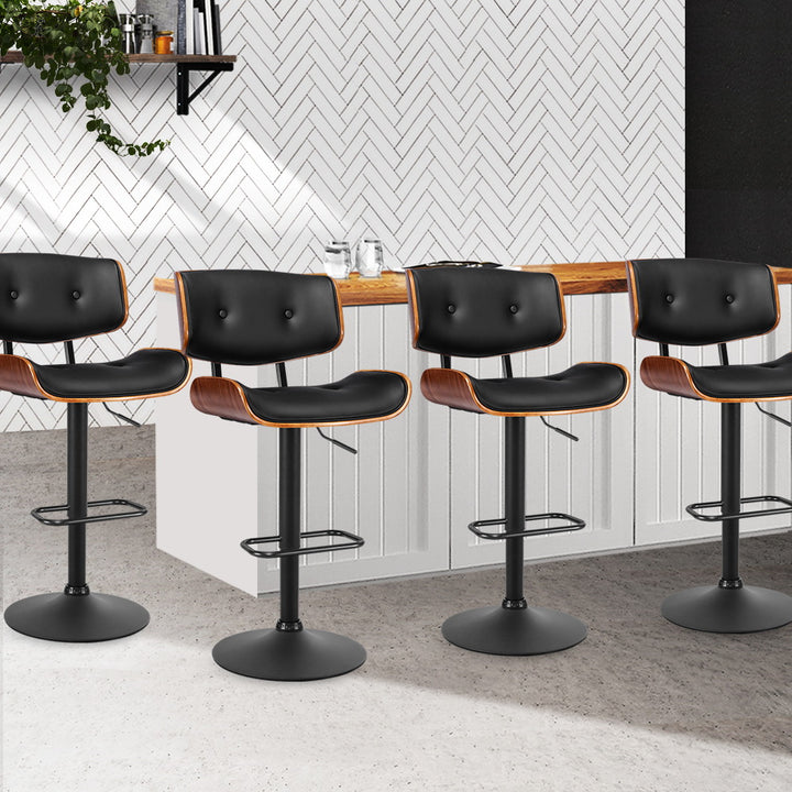 Artiss 4x Black Leather Bar Stools – Adjustable Gas Lift Seating | King of Knives e-store