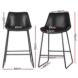 Artiss 2x Bar Stools Leather Padded Metal Legs Black