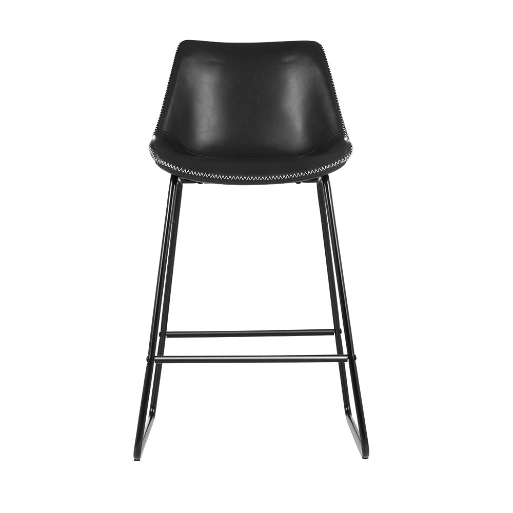 Artiss Fenella Bar Stools Set of 2 – Black PU Leather 70cm Seat