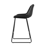 Artiss 2x Bar Stools Leather Padded Metal Legs Black