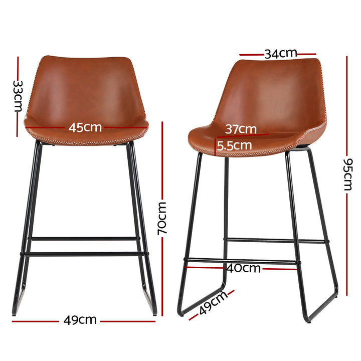 Artiss Fenella Bar Stools Set of 2 – Brown PU Leather 70cm Seat | King of Knives e-store