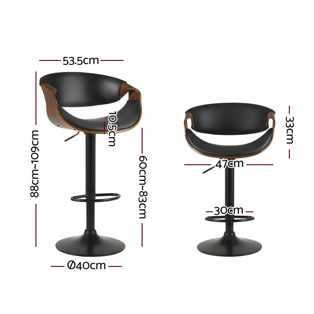 Artiss Ambrus Bar Stool – Black Leather Gas Lift with Armrest | King of Knives e-store