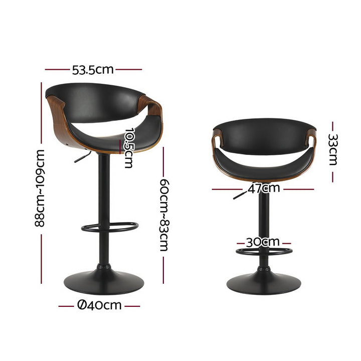 Artiss Ambrus Bar Stool – Black Leather Gas Lift with Armrest | King of Knives e-store