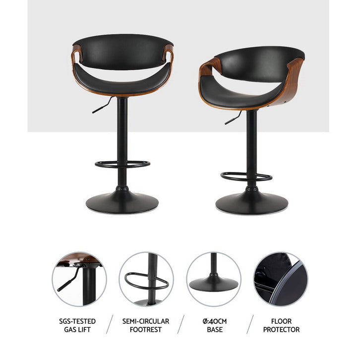 Artiss Ambrus Bar Stool – Black Leather Gas Lift with Armrest | King of Knives e-store