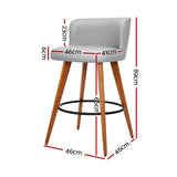 Artiss 2x Bar Stools Linen Padded Wooden Grey