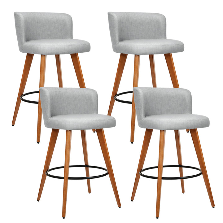 Artiss 4x Grey Linen Bar Stools – Wooden Frame & Padded Seat | King of Knives e-store