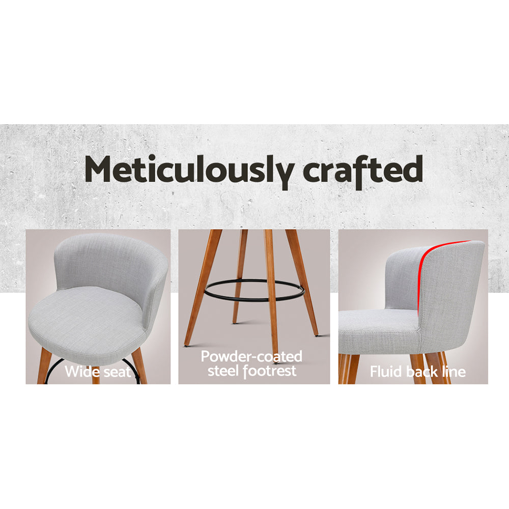 Artiss 4x Grey Linen Bar Stools – Wooden Frame & Padded Seat | King of Knives e-store