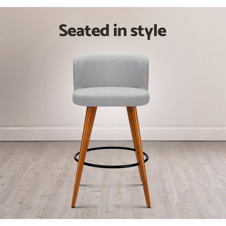Artiss 4x Grey Linen Bar Stools – Wooden Frame & Padded Seat | King of Knives e-store