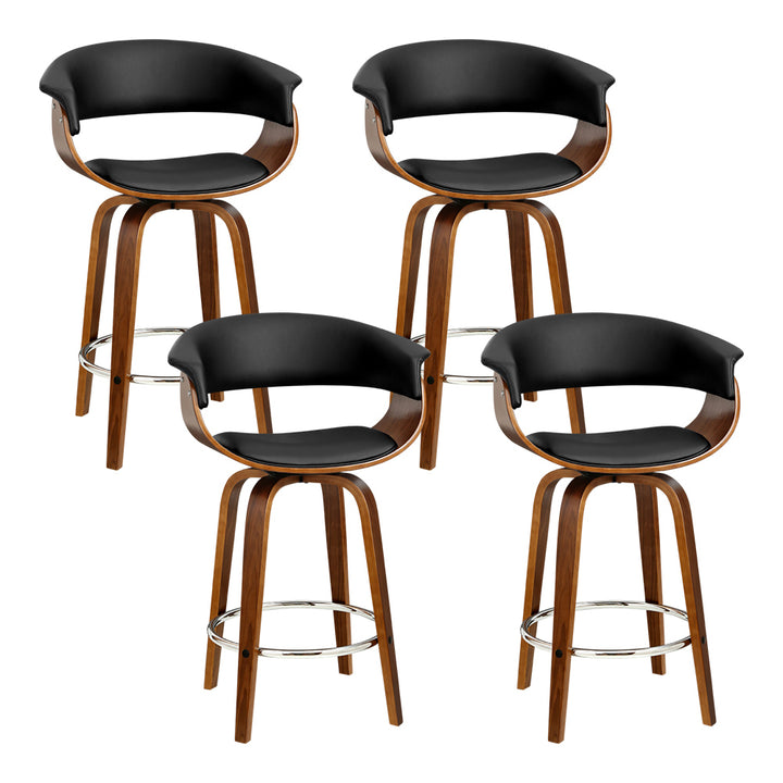 Artiss 4x Wooden Swivel Bar Stools – PU Leather Seat Black | King of Knives e-store