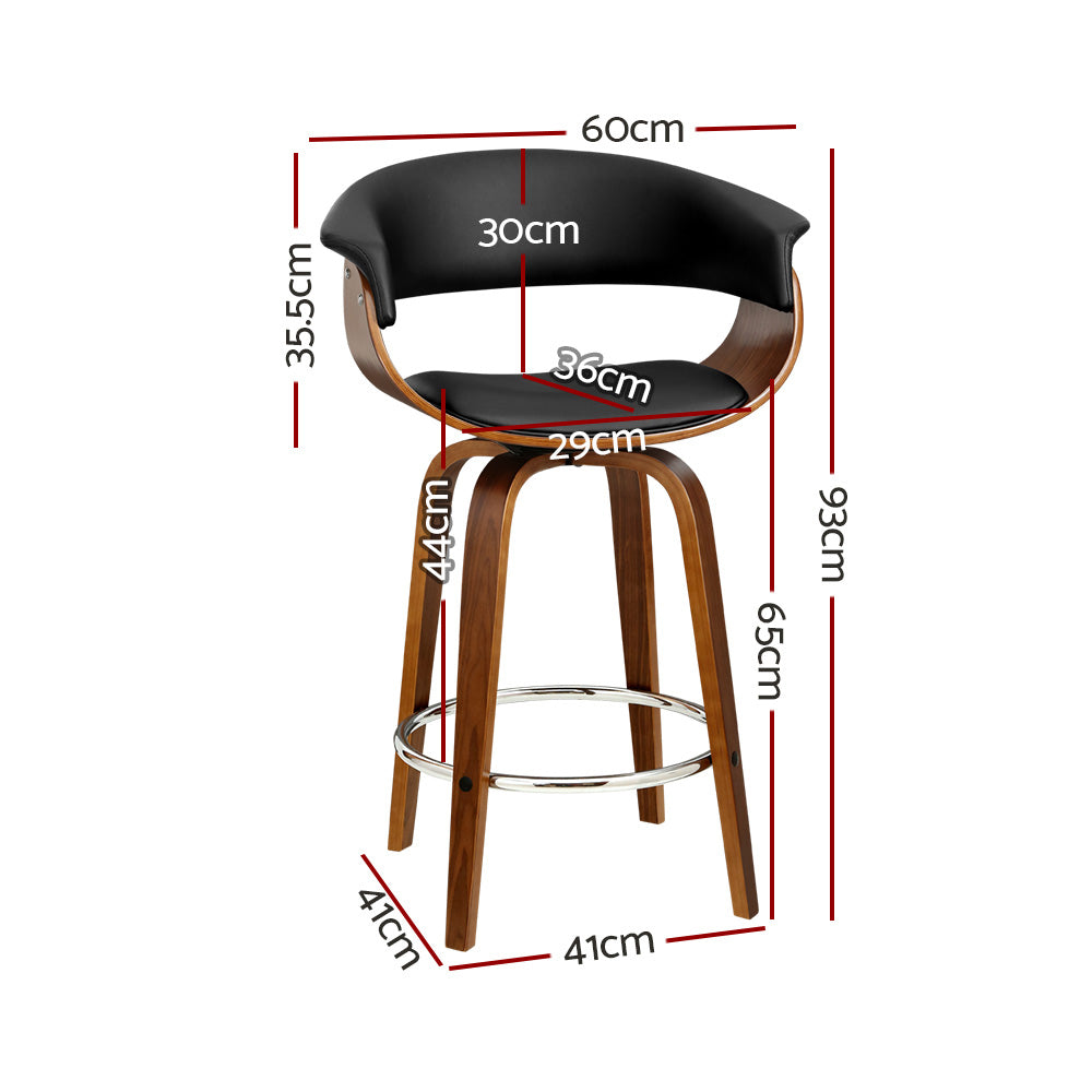 Artiss 4x Wooden Swivel Bar Stools – PU Leather Seat Black | King of Knives e-store