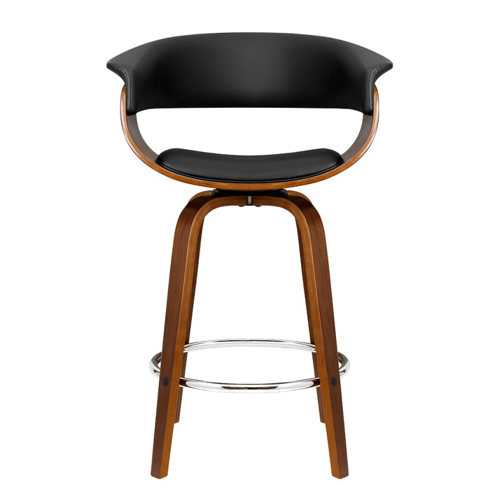 Artiss 4x Wooden Swivel Bar Stools – PU Leather Seat Black | King of Knives e-store