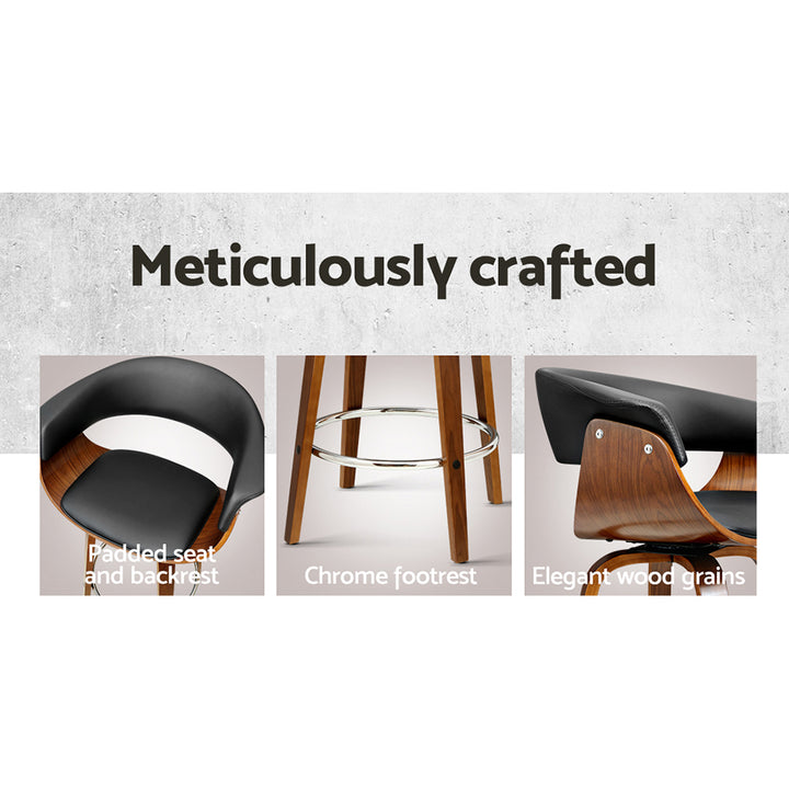 Artiss 4x Wooden Swivel Bar Stools – PU Leather Seat Black | King of Knives e-store