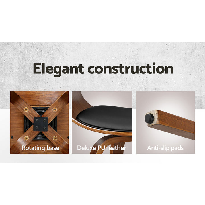 Artiss 4x Wooden Swivel Bar Stools – PU Leather Seat Black | King of Knives e-store