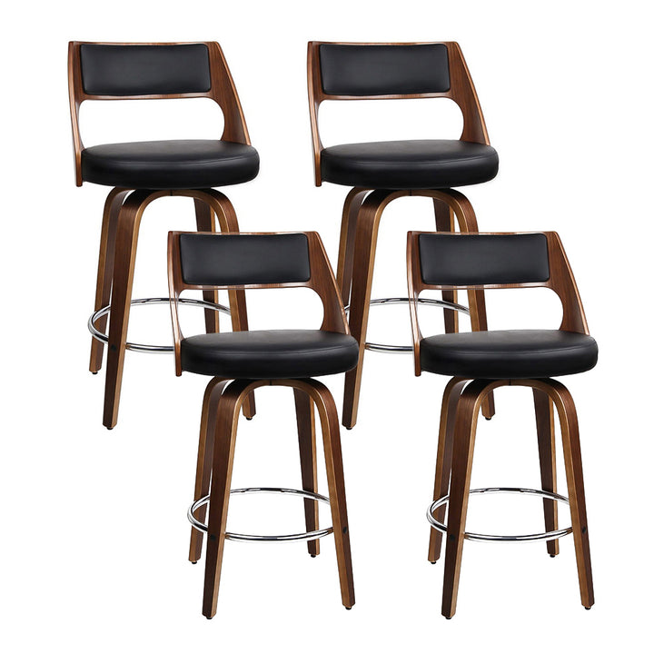 Artiss 4x Swivel Leather Bar Stools 76cm – Black PU Seat | King of Knives e-store