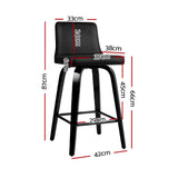 Artiss 4x Bar Stools Swivel Leather Padded Black